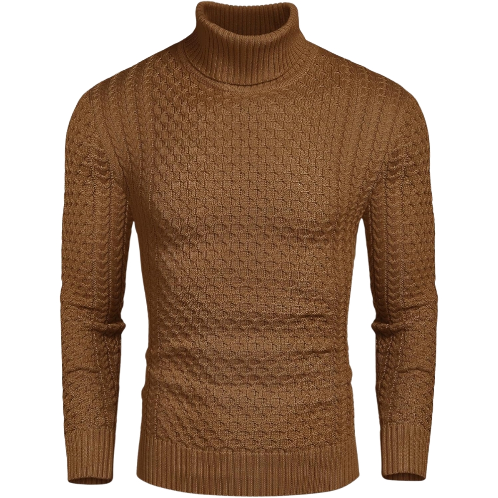 Men's Slim Fit Turtleneck Sweater Casual Knitted Twisted Pullover Solid Sweaters