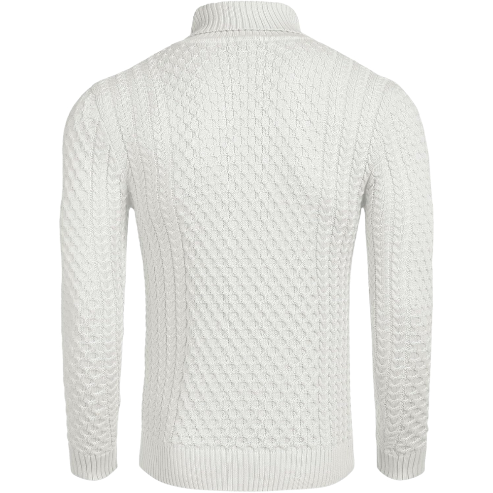 Men's Slim Fit Turtleneck Sweater Casual Knitted Twisted Pullover Solid Sweaters