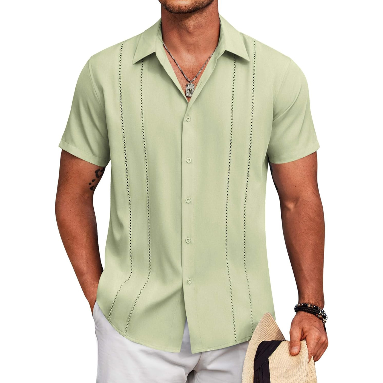 Summer Beach Guayabera Button Down Shirt