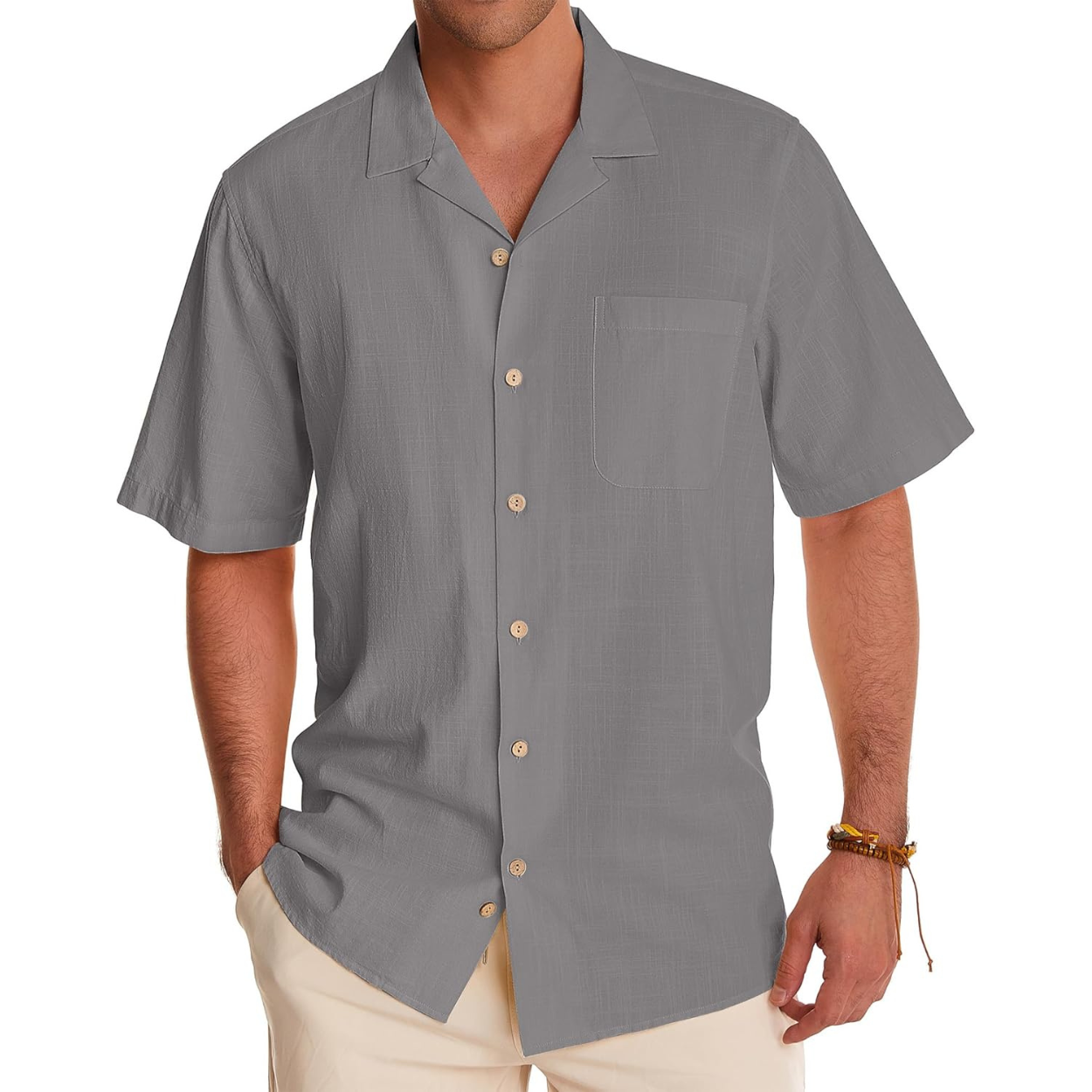 Casual Short Sleeve Hawaiian Button Down Shirt For Men