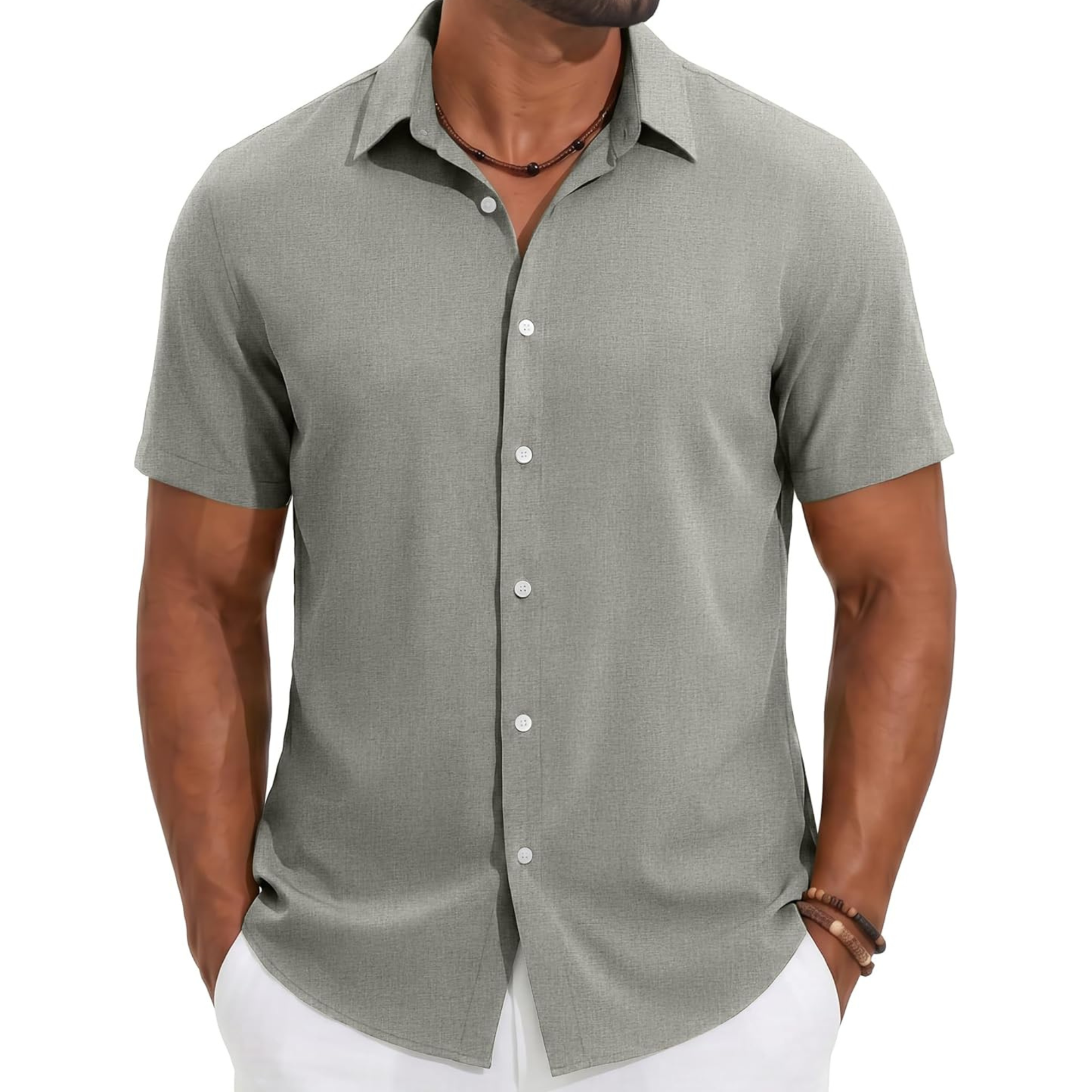 Casual Lightweight Linen Beach Button Down Summer Shirt