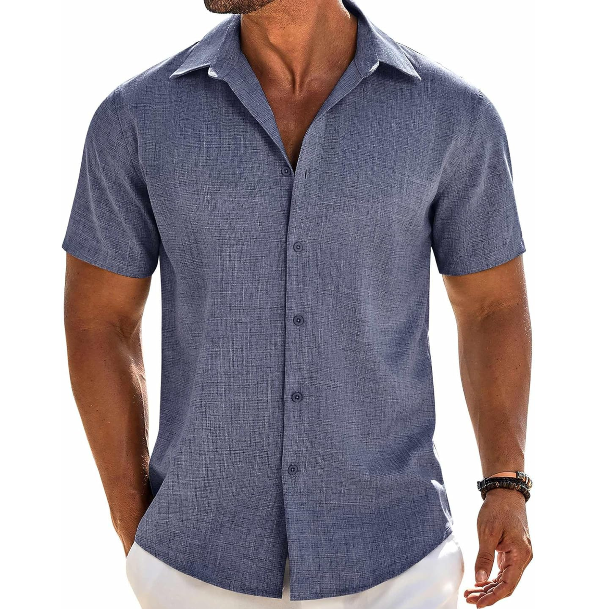 Casual Button Down Linen Summer Beach Shirt