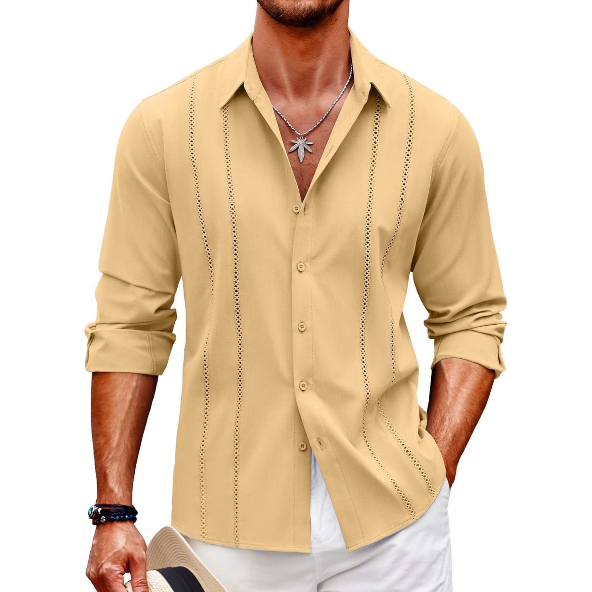 Long Sleeve Cuban Beach Button Shirt