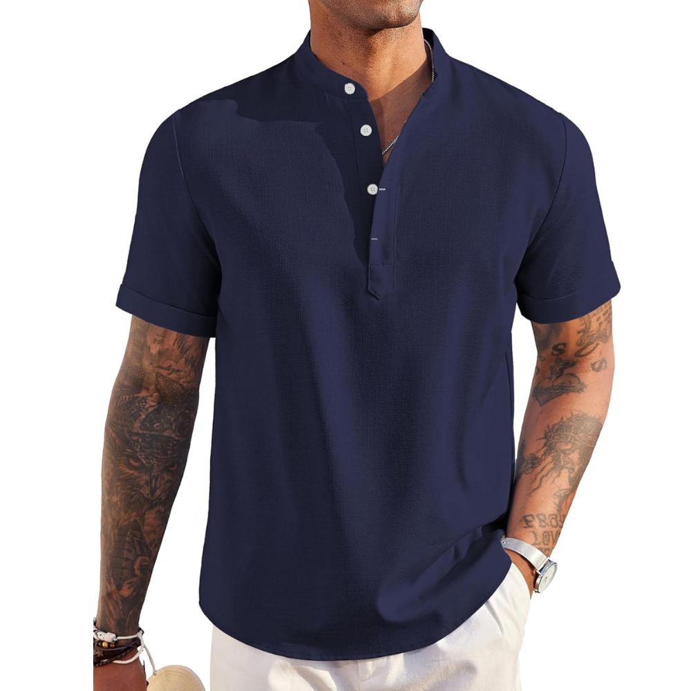 Linen Henley Shirt Casual Summer Beach T Shirts