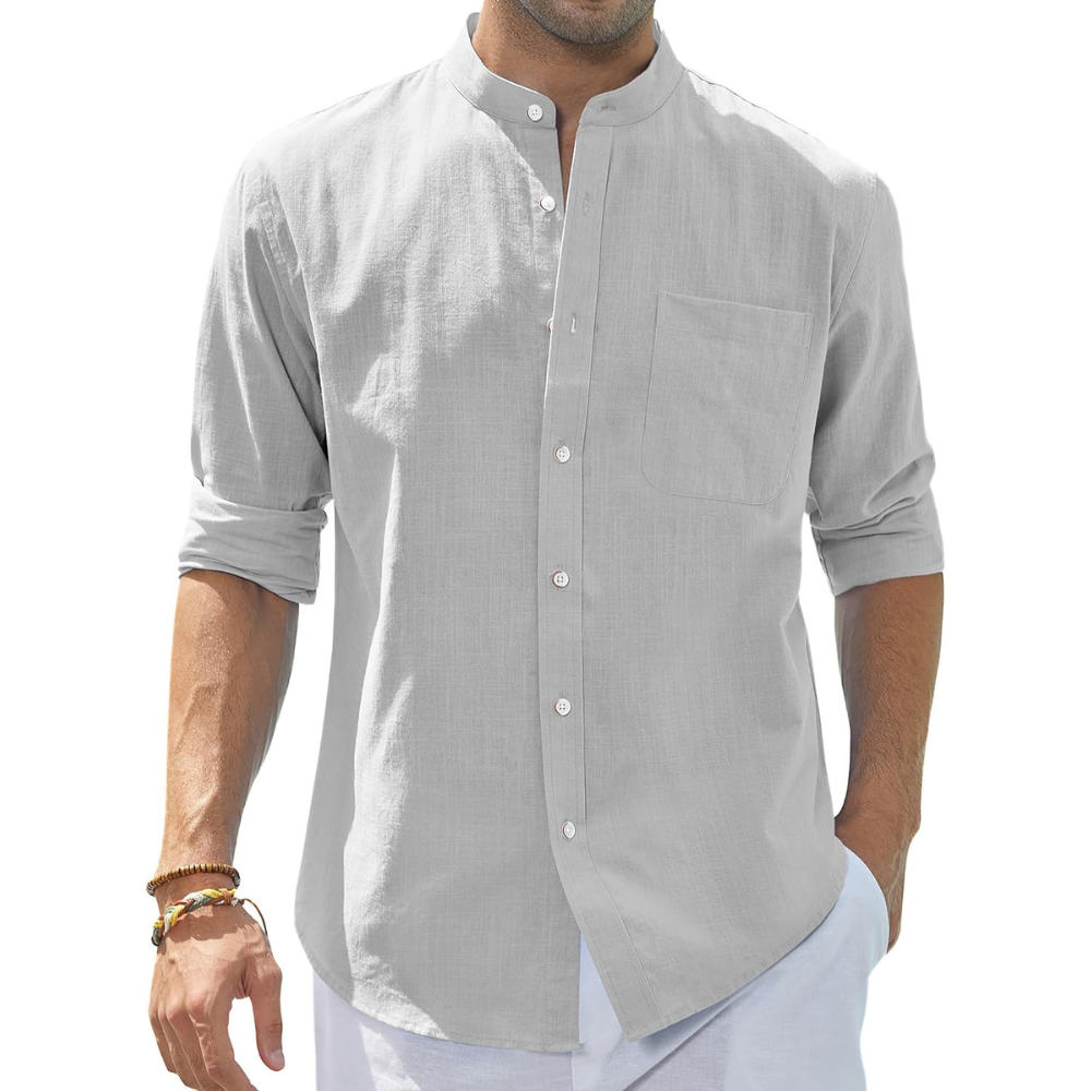 Casual Button Down Linen Shirt for Men