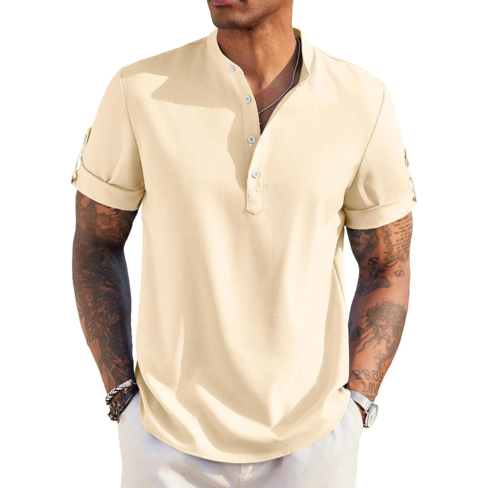 Casual Linen Henley Beach Hippie Summer Shirt