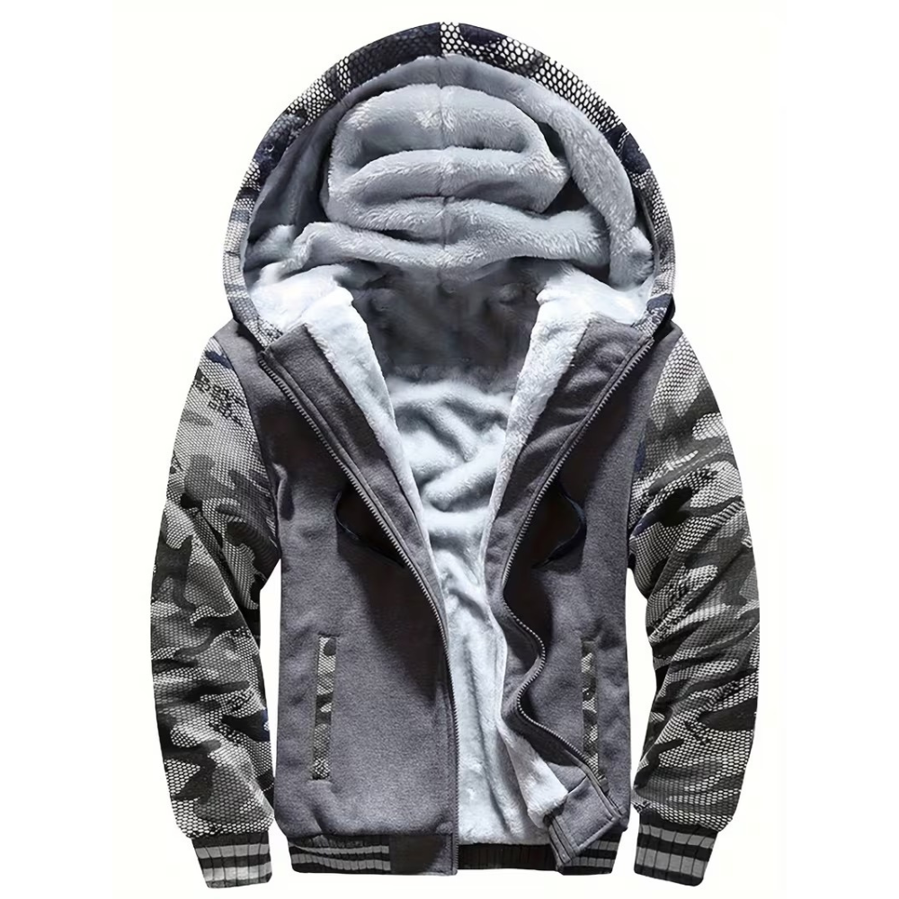 Warm Fleece Hooded Jacket For Men
