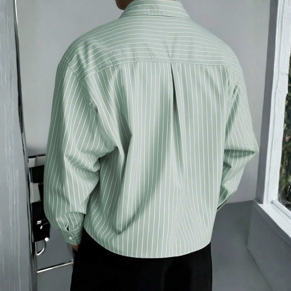 Vertical Striped Long Sleeve Casual Shirt For Men