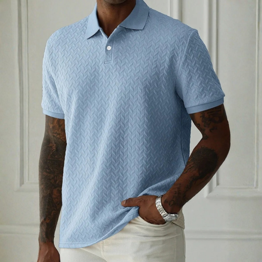 Textured Short Sleeve Polo Shirt For Men