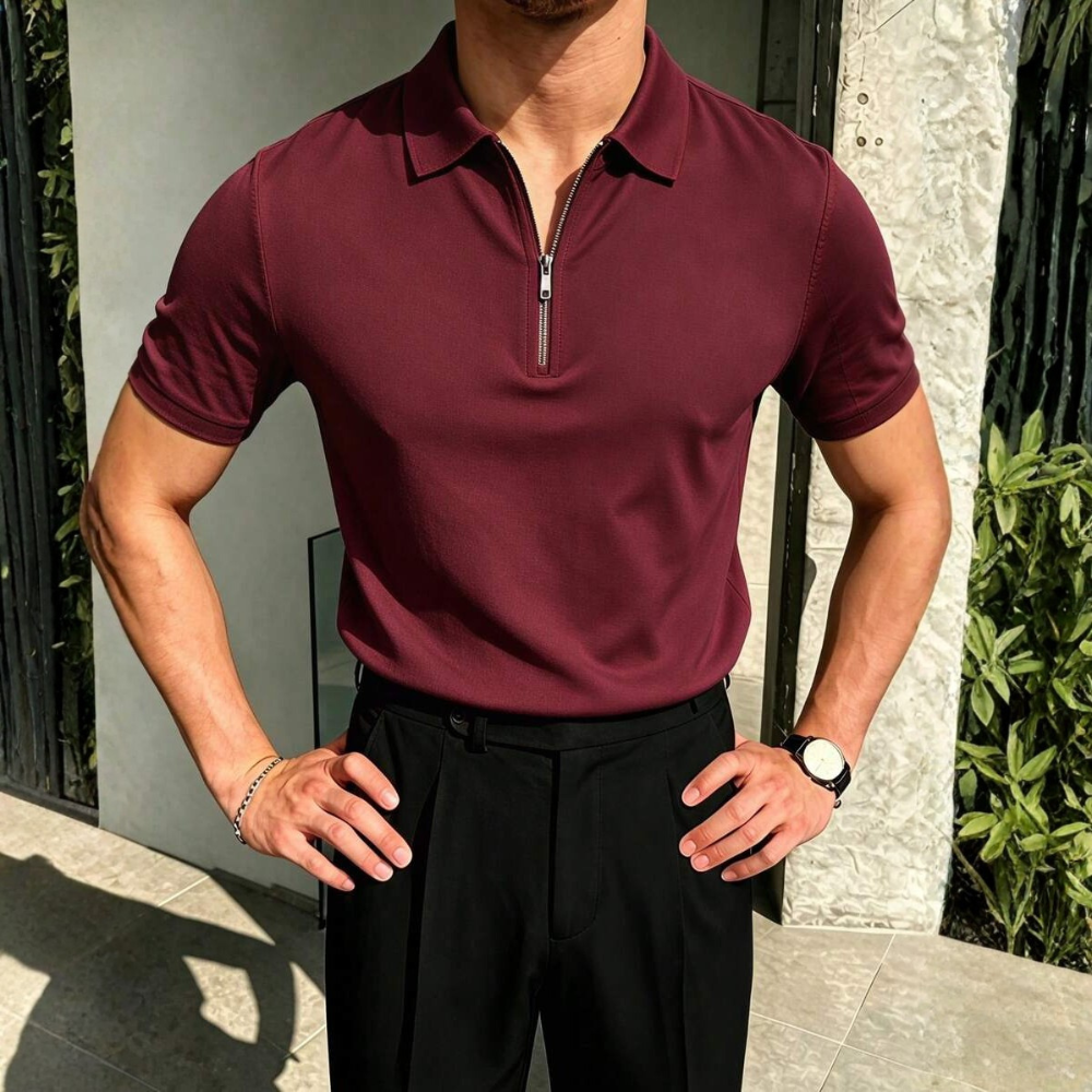 Half Placket Casual Commute Short Sleeve Polo Shirt