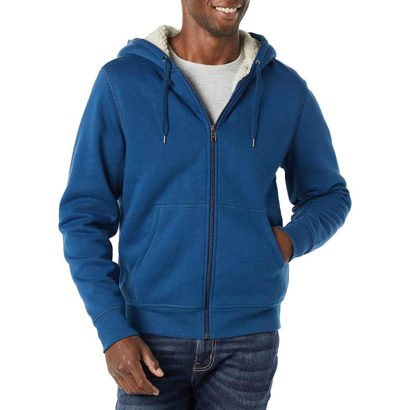 Hoodie For Men, Sherpa-Lined Full-Zip Fleece Sweatshirt
