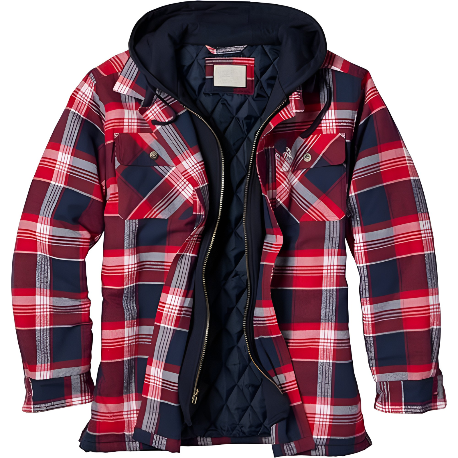 Insulated Plaid Winter Jacket For Men