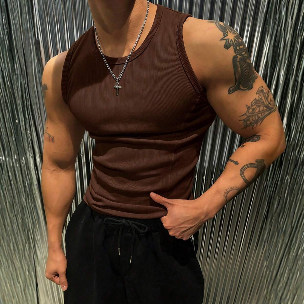 Solid Color Sleeveless Casual Tank Top For Men