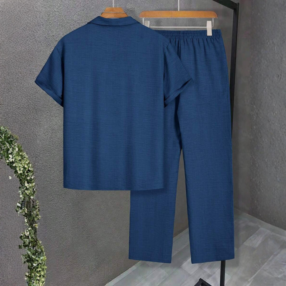 Short Sleeve Shirt And Long Pants Set For Men