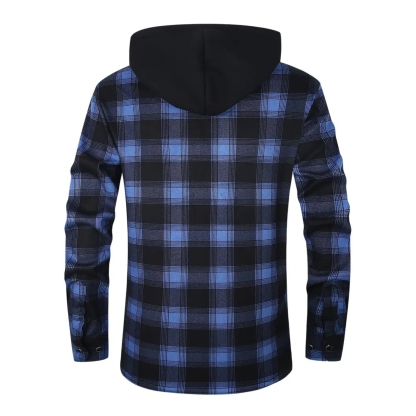 Thermal Flannel Plaid Winter Jacket With Pockets For Men