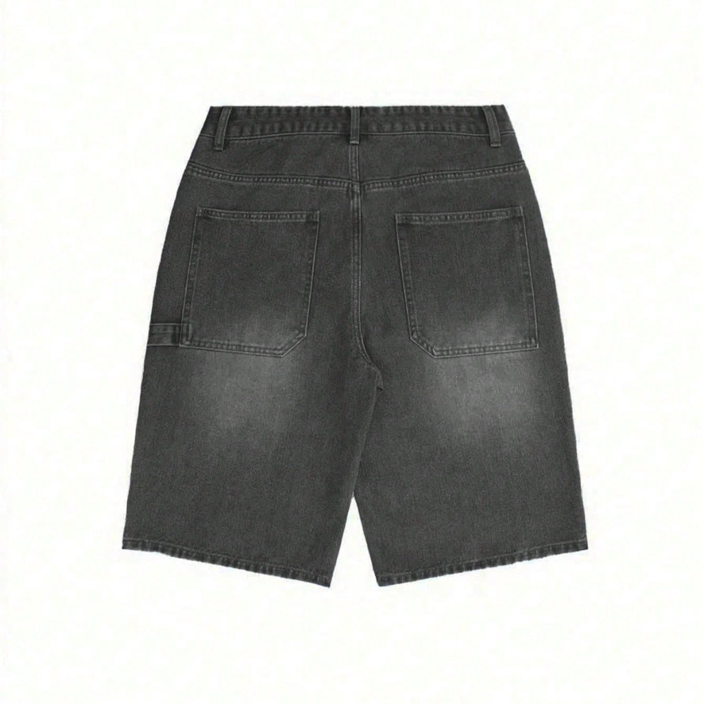 Emo Style Loose Fit Denim Bermuda Shorts For Men