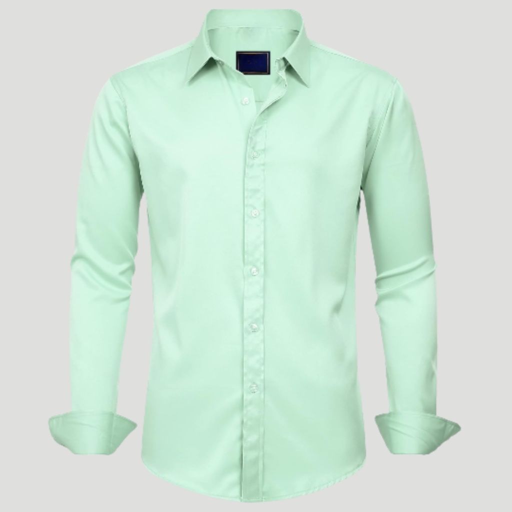 Mens Dress Shirt Solid Long Sleeve WrinkleMen Solid Colored Long Sleeve Shirt - Image 19