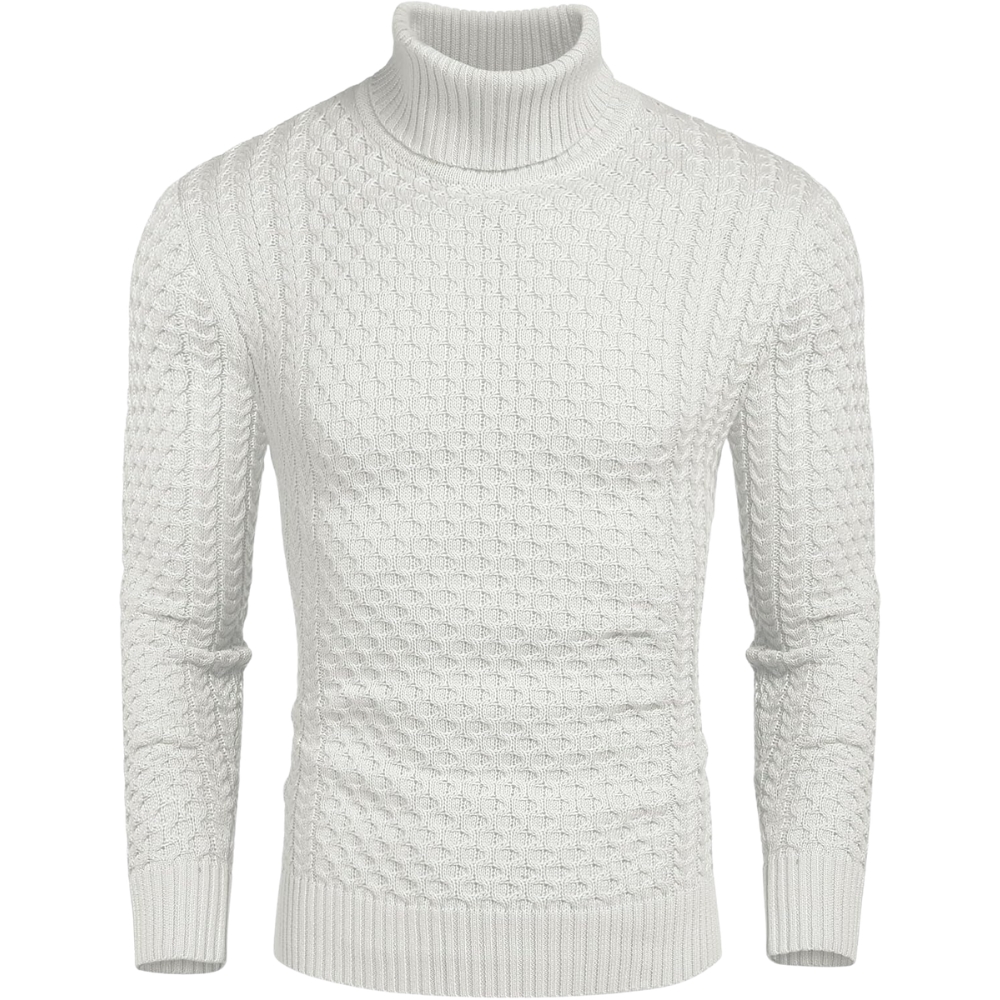 Men's Slim Fit Turtleneck Sweater Casual Knitted Twisted Pullover Solid Sweaters