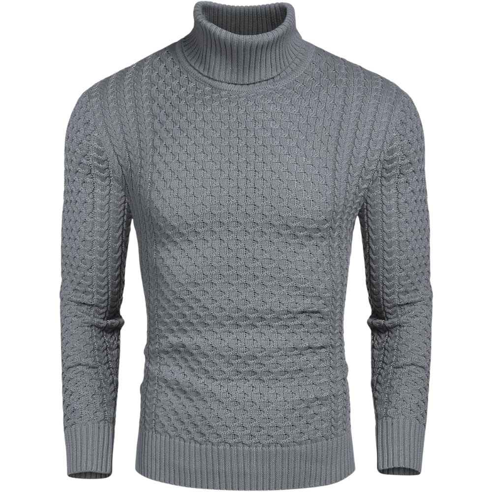 Men's Slim Fit Turtleneck Sweater Casual Knitted Twisted Pullover Solid Sweaters