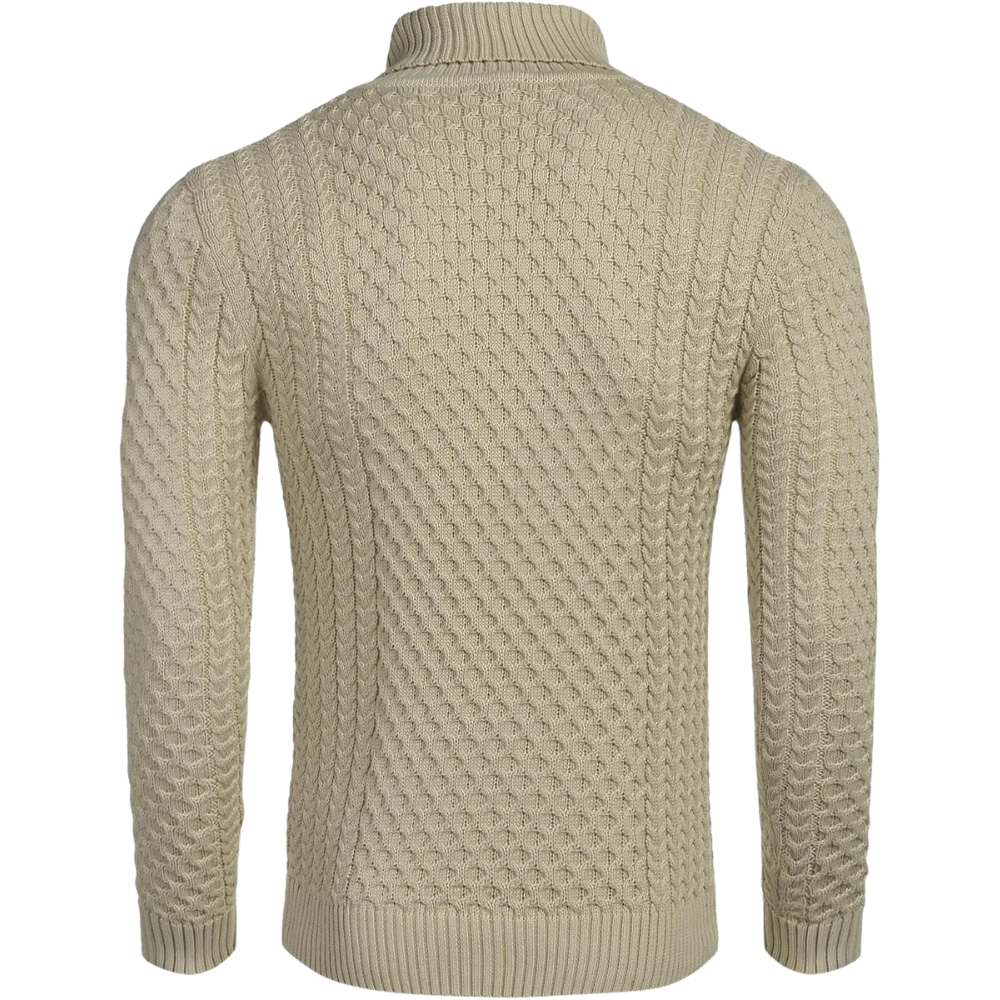 Men's Slim Fit Turtleneck Sweater Casual Knitted Twisted Pullover Solid Sweaters