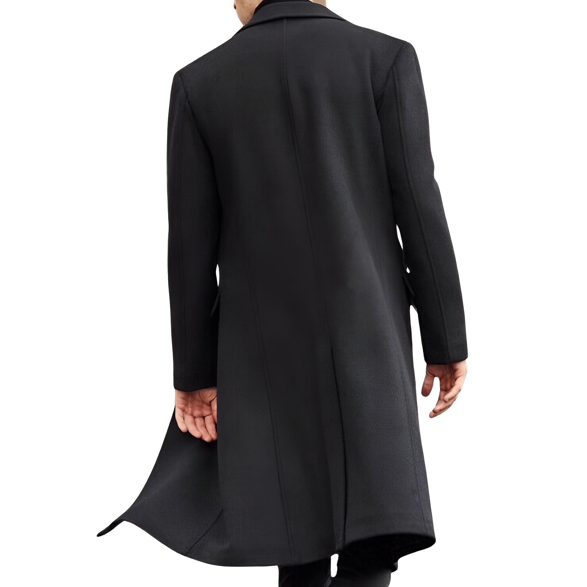 Men's Casual Trench Coat Slim Fit Notched Collar Long Jacket Overcoat Coat Pockets