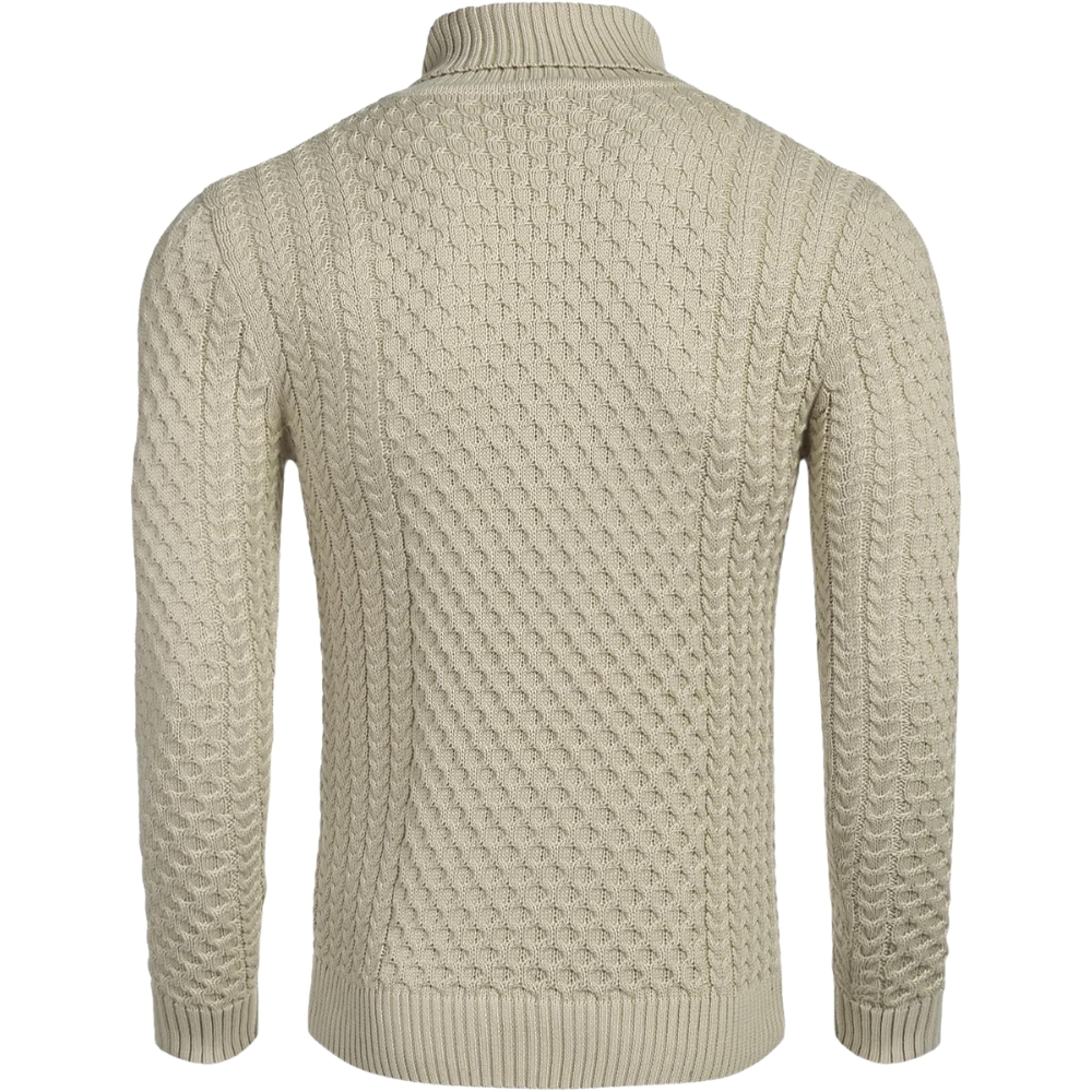 Men's Slim Fit Turtleneck Sweater Casual Knitted Twisted Pullover Solid Sweaters