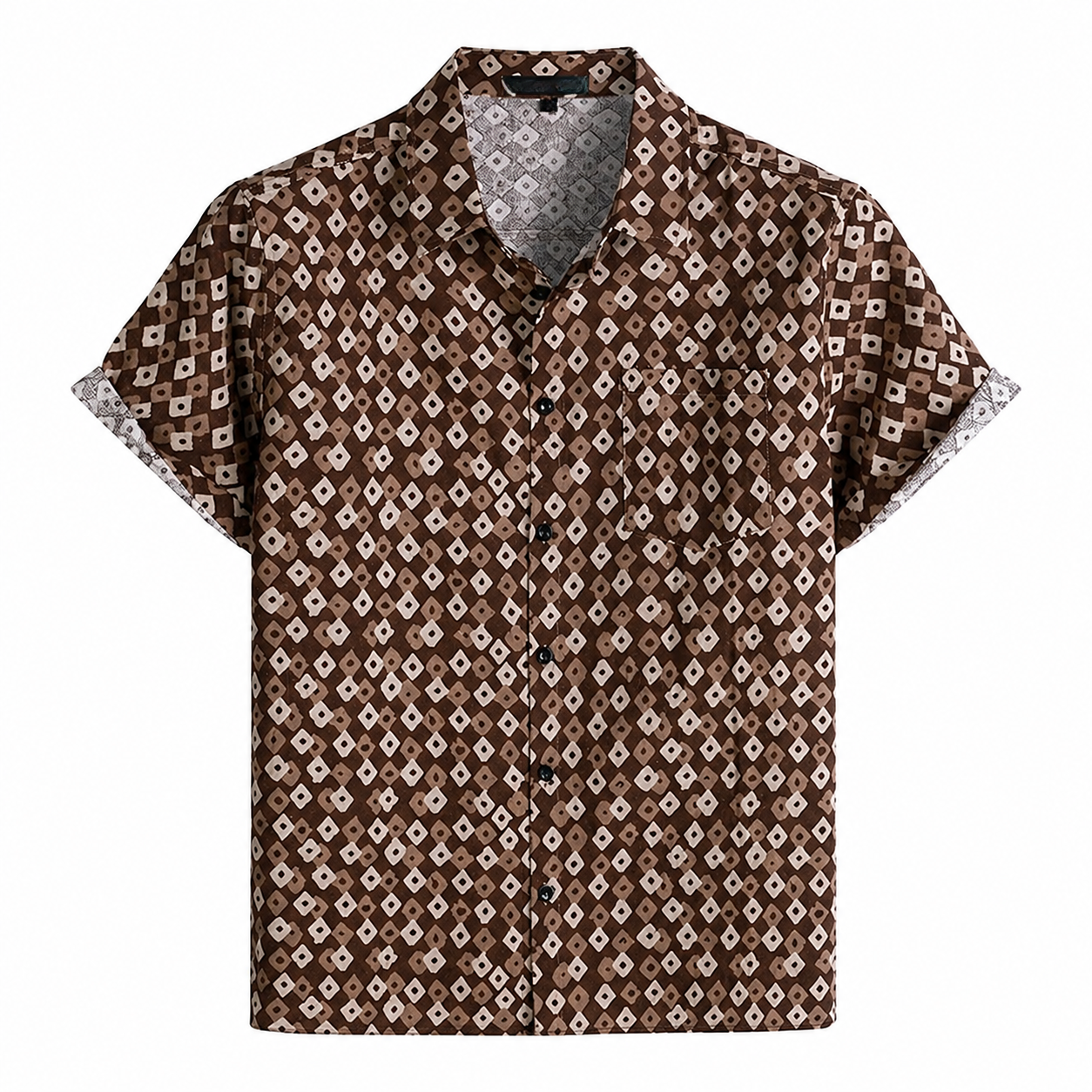Printed Casual Short Sleeve Button Down Shirts For Men
