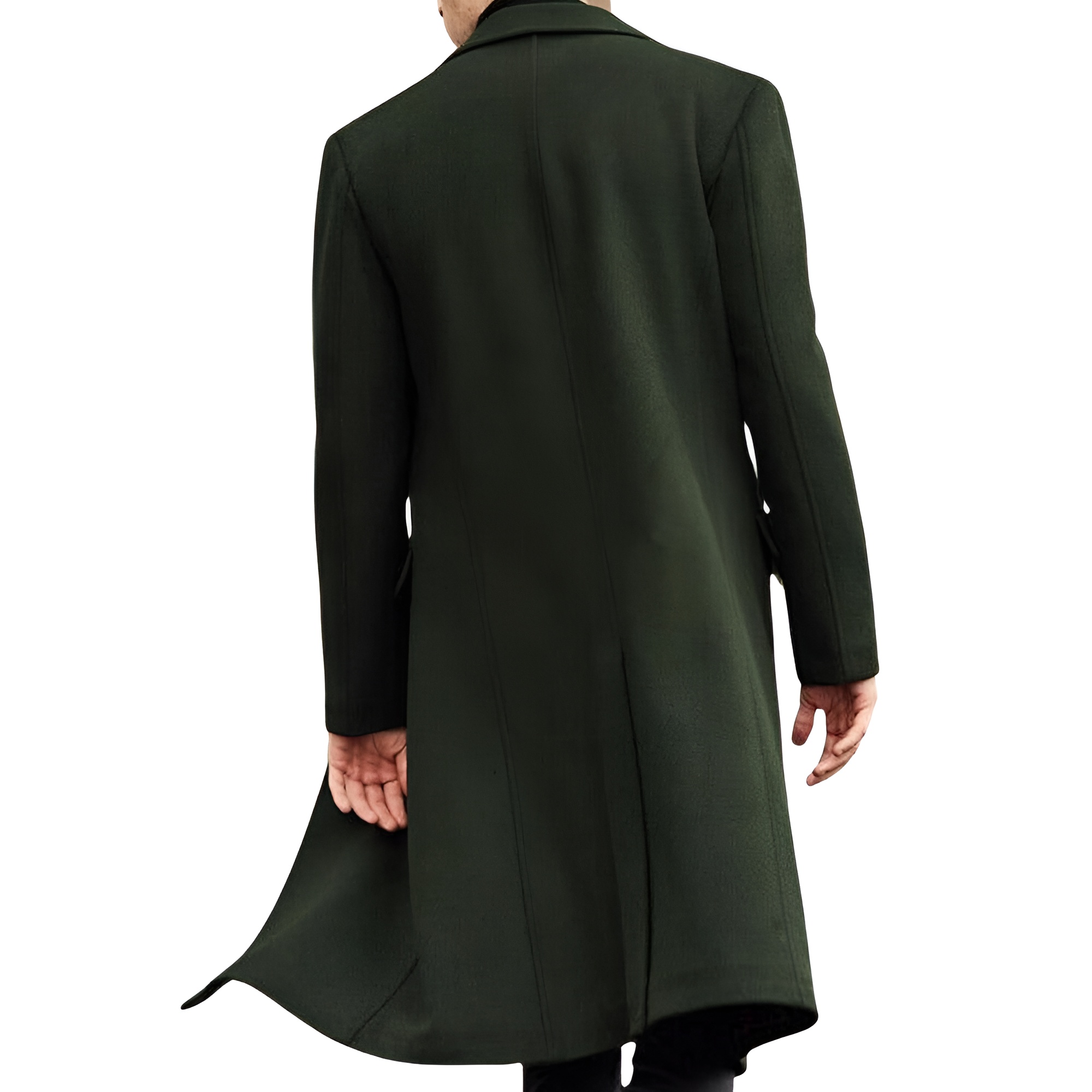 Men's Casual Trench Coat Slim Fit Notched Collar Long Jacket Overcoat Coat Pockets
