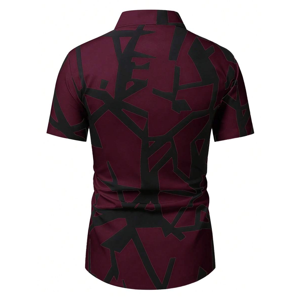 Casual Geometric Print Contrast Short Sleeve Shirt