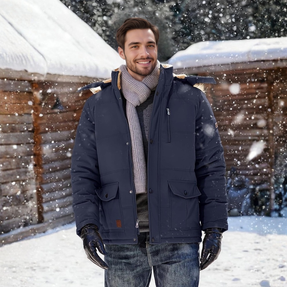 Men's Winter Jacket with Hood Water Repellent Windproof Thicken Parka Winter Coat