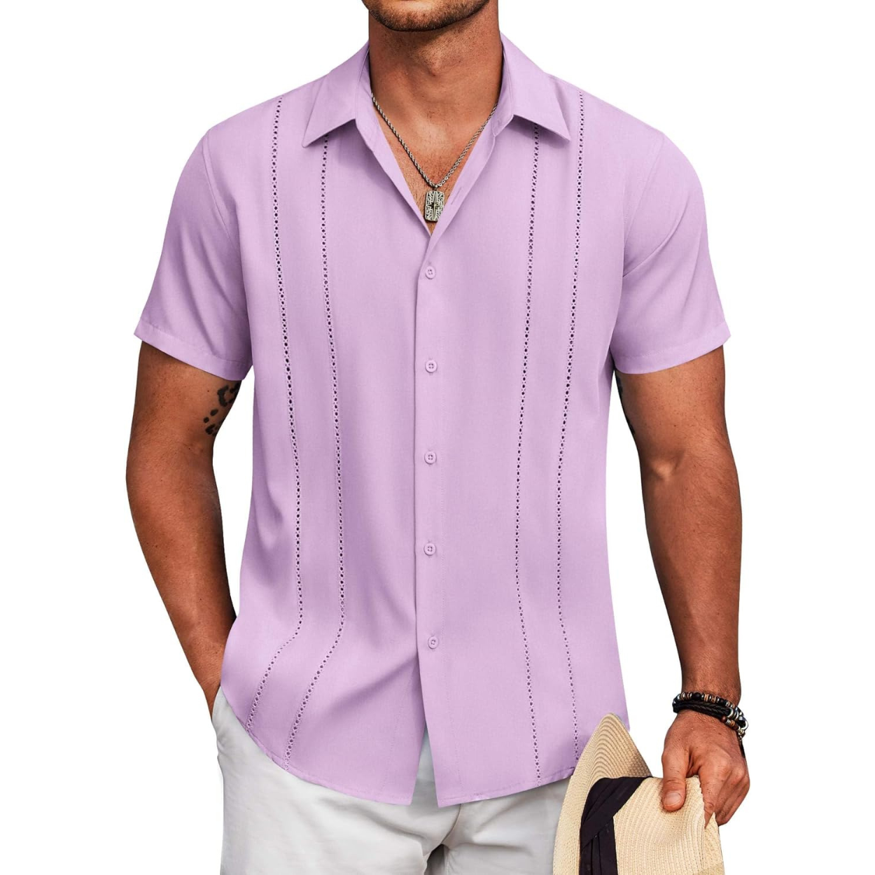 Summer Beach Guayabera Button Down Shirt