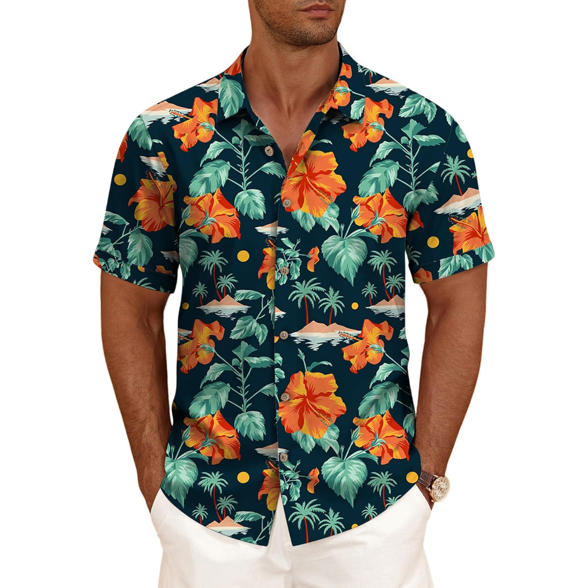 Casual Linen Blend Button Down Summer Shirt