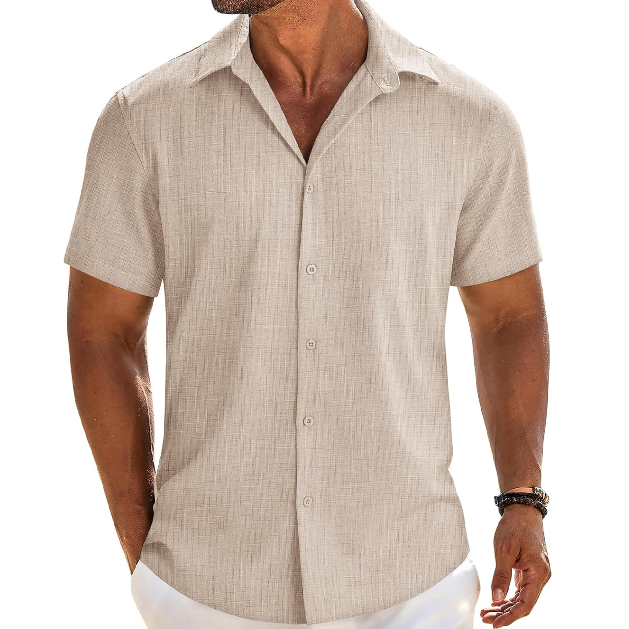 Casual Button Down Linen Summer Beach Shirt