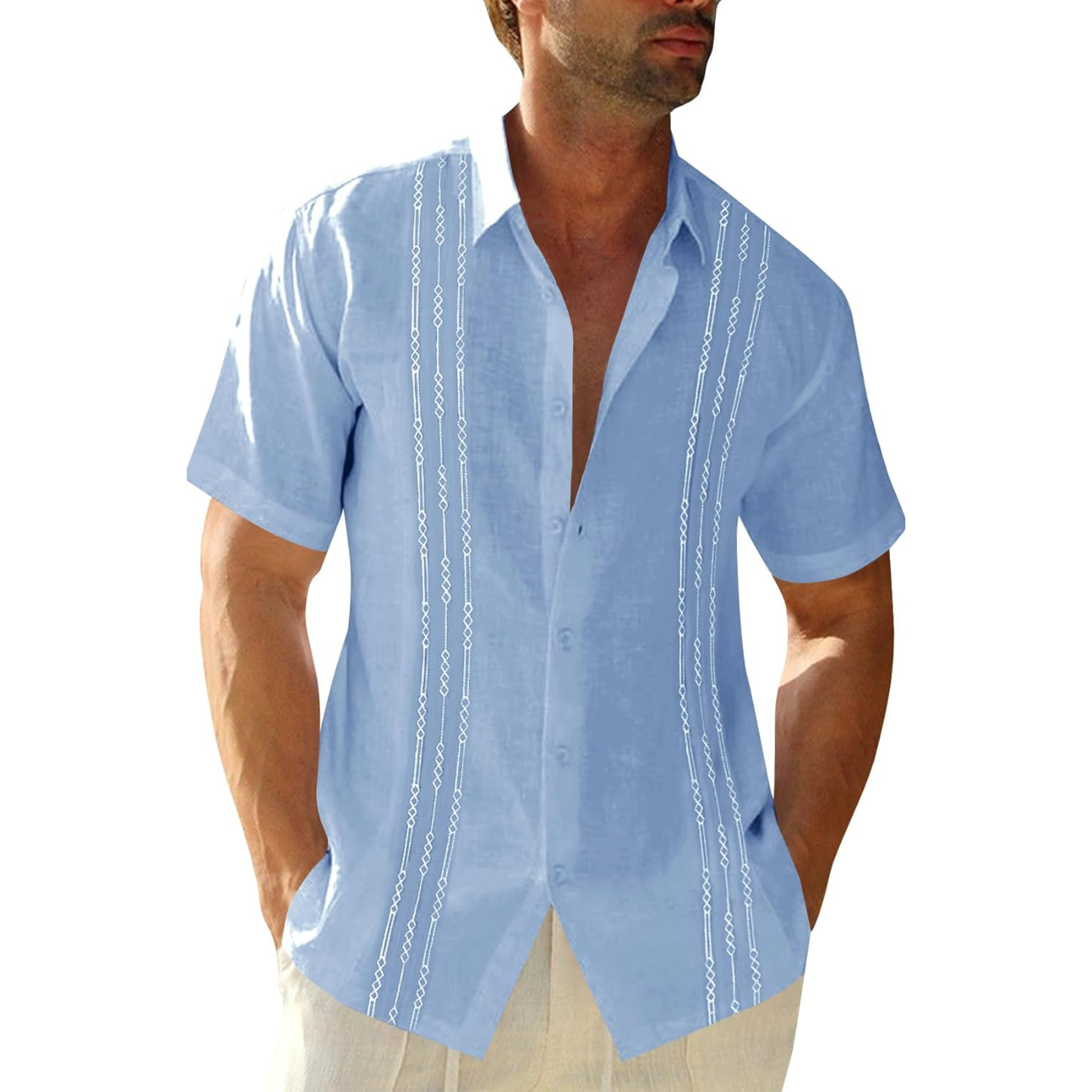 Linen Cotton Embroidered Cuban Beach Shirt