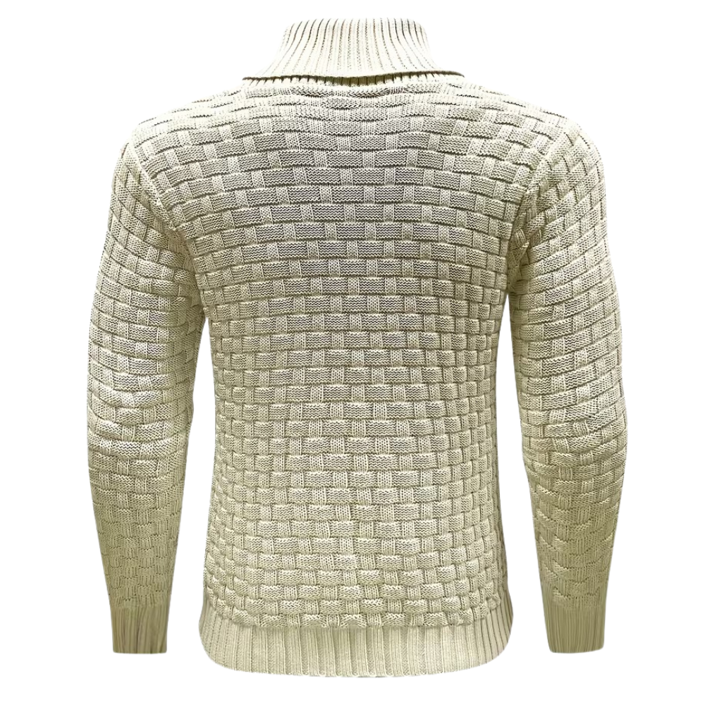 Casual Waffle Knit Lapel Button Sweater For Men