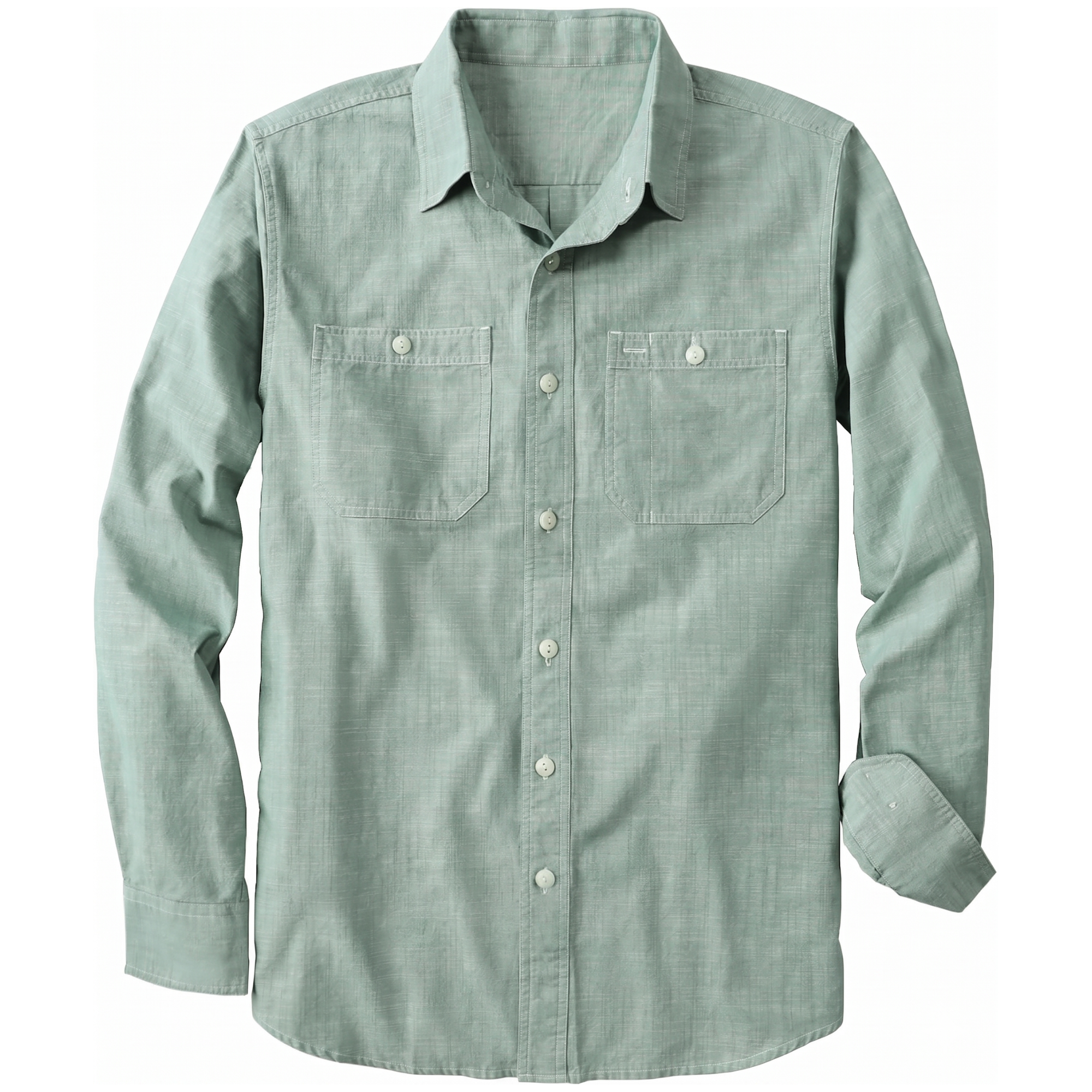 Cotton Chambray Button Up Work Shirt Regular Fit