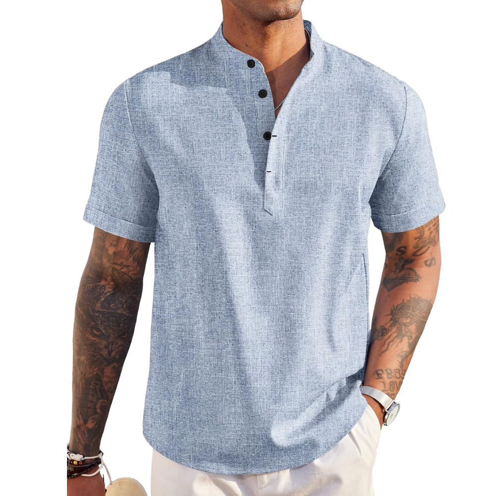 Linen Henley Shirt Casual Summer Beach T Shirts