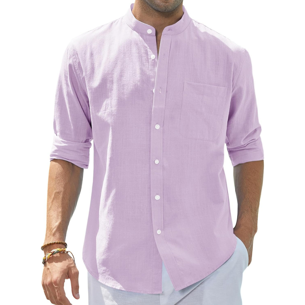 Casual Button Down Linen Shirt for Men