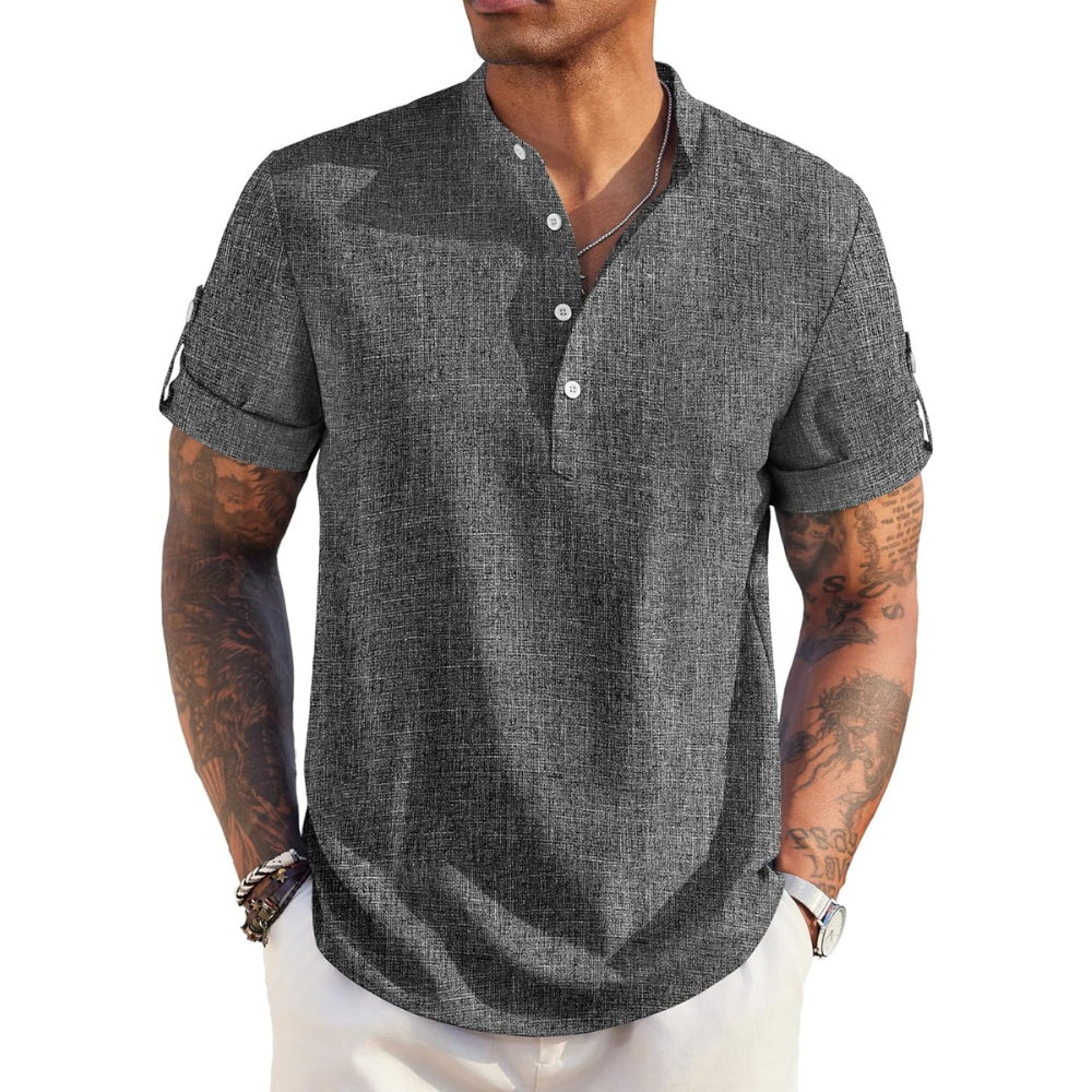 Casual Linen Henley Beach Hippie Summer Shirt
