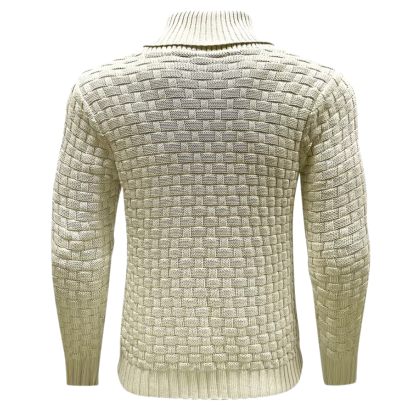 Casual Waffle Knit Lapel Button Sweater For Men