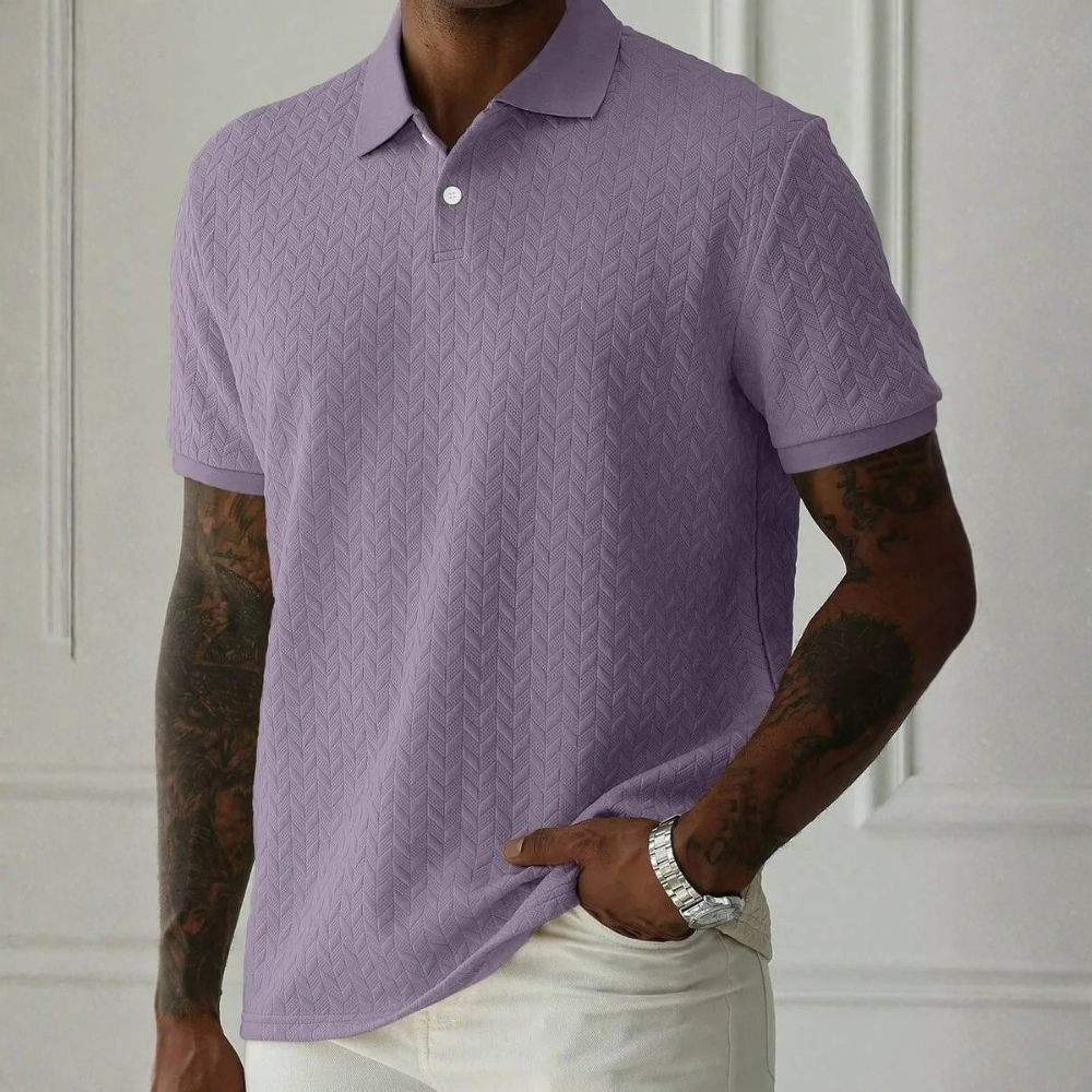 Textured Short Sleeve Polo Shirt For Men