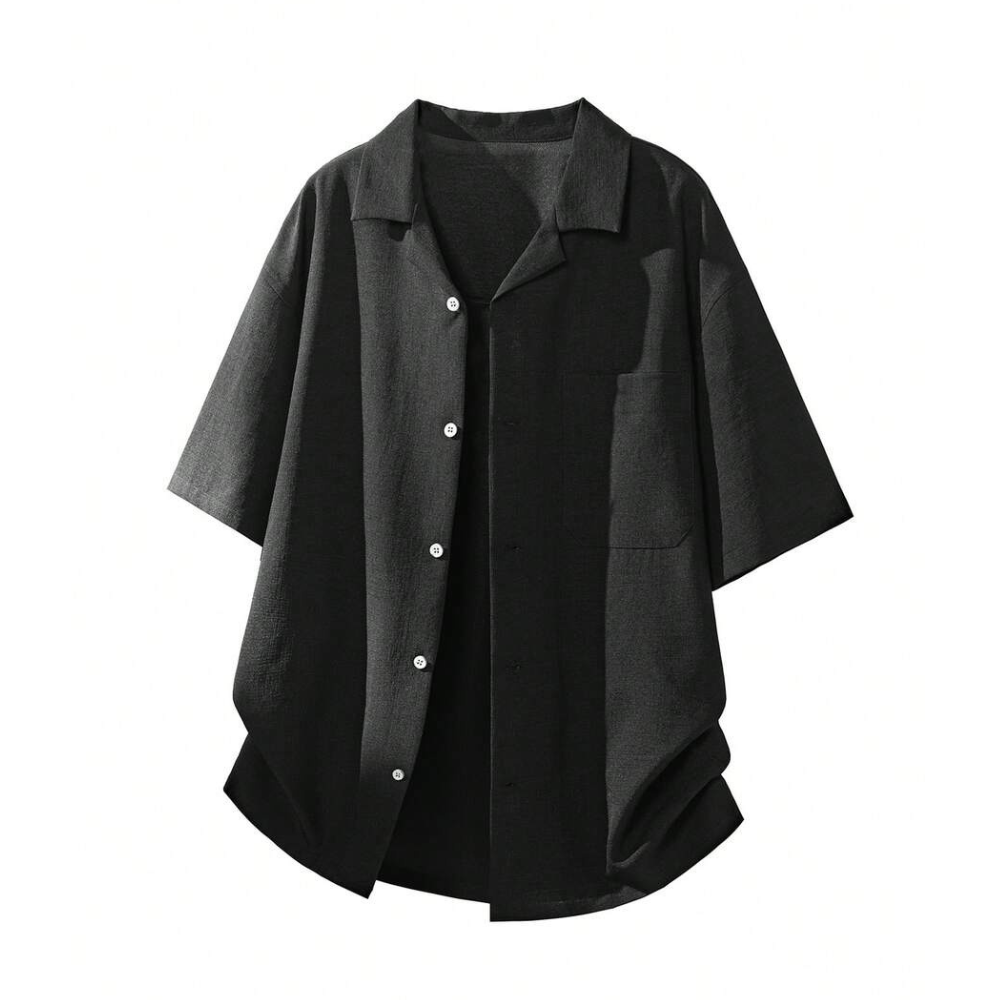 Loose Fit Faux Linen Men Vacation Shirt