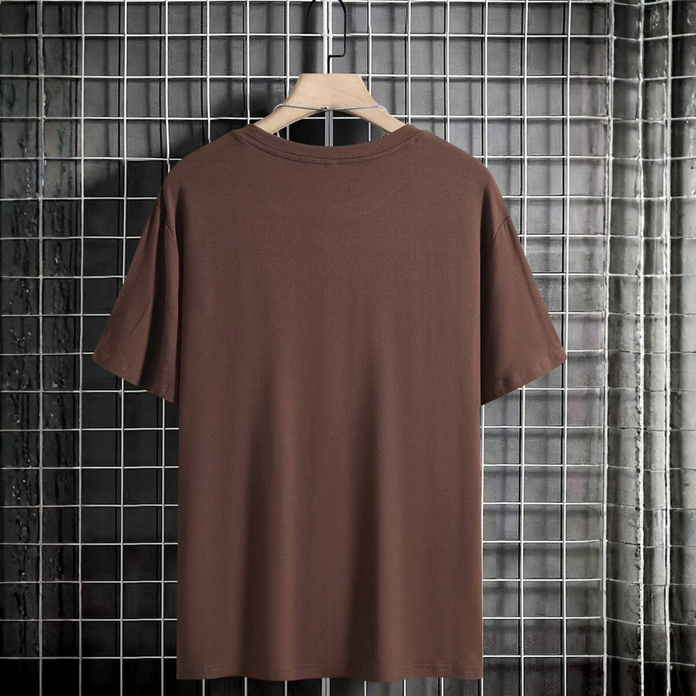 Solid Round Short Sleeve T Shirt For Men