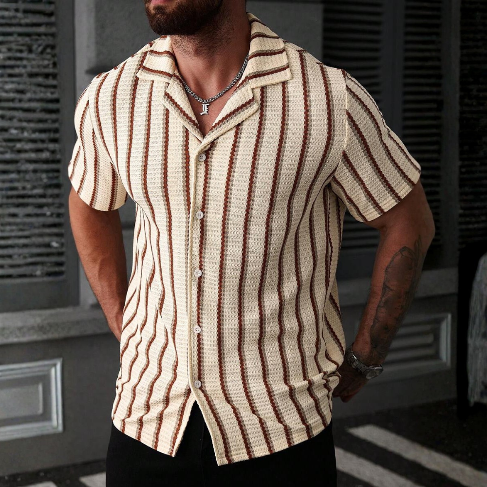 Casual Knit Jacquard Versatile Loose Shirt For Men