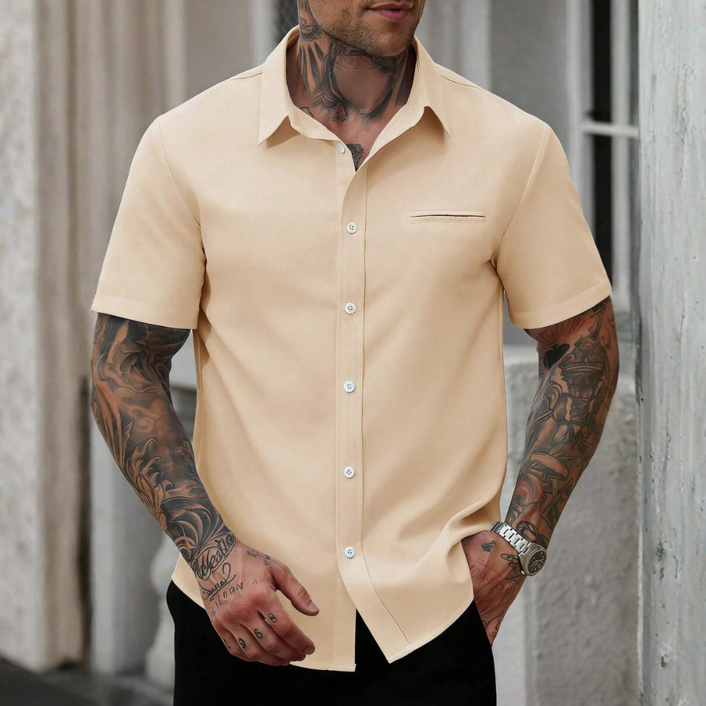 Casual Business Short Sleeve Formal Office Daily Work Shirt For Men