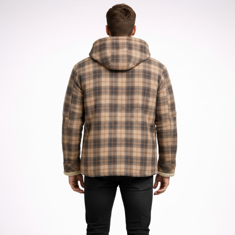 [Copy]Men's Long Sleeve Quilted Lined Flannel Shirt Jacket with Hood