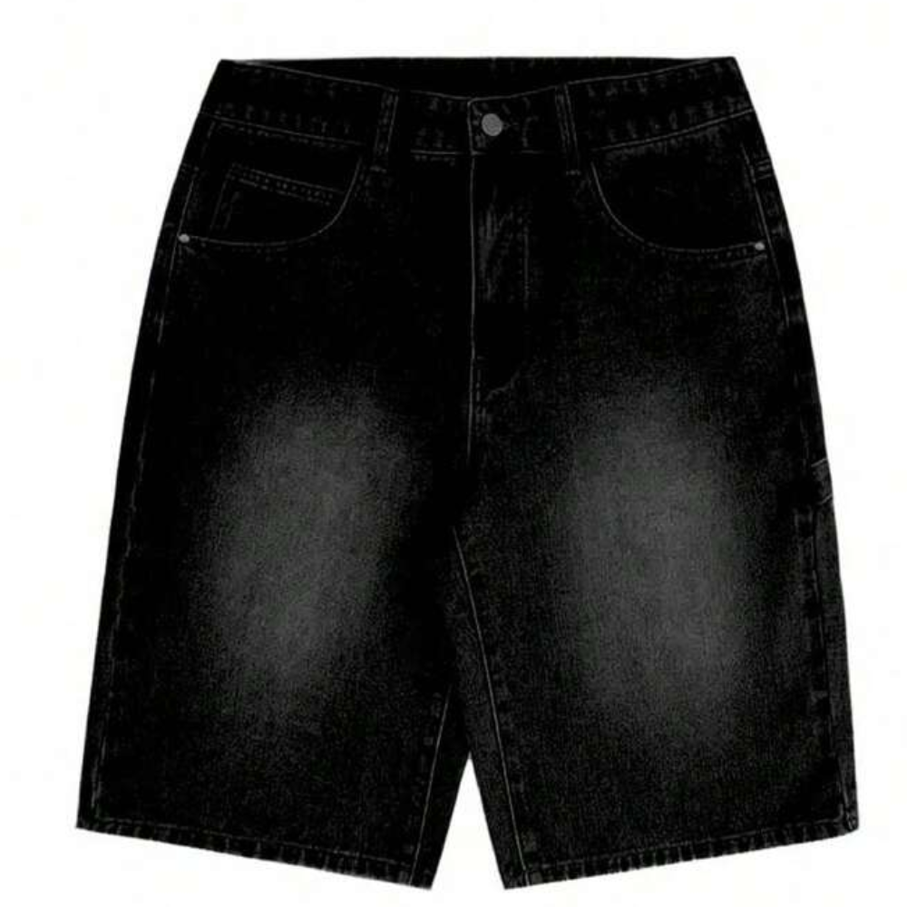 Loose Wide Denim Bermuda Shorts For Men