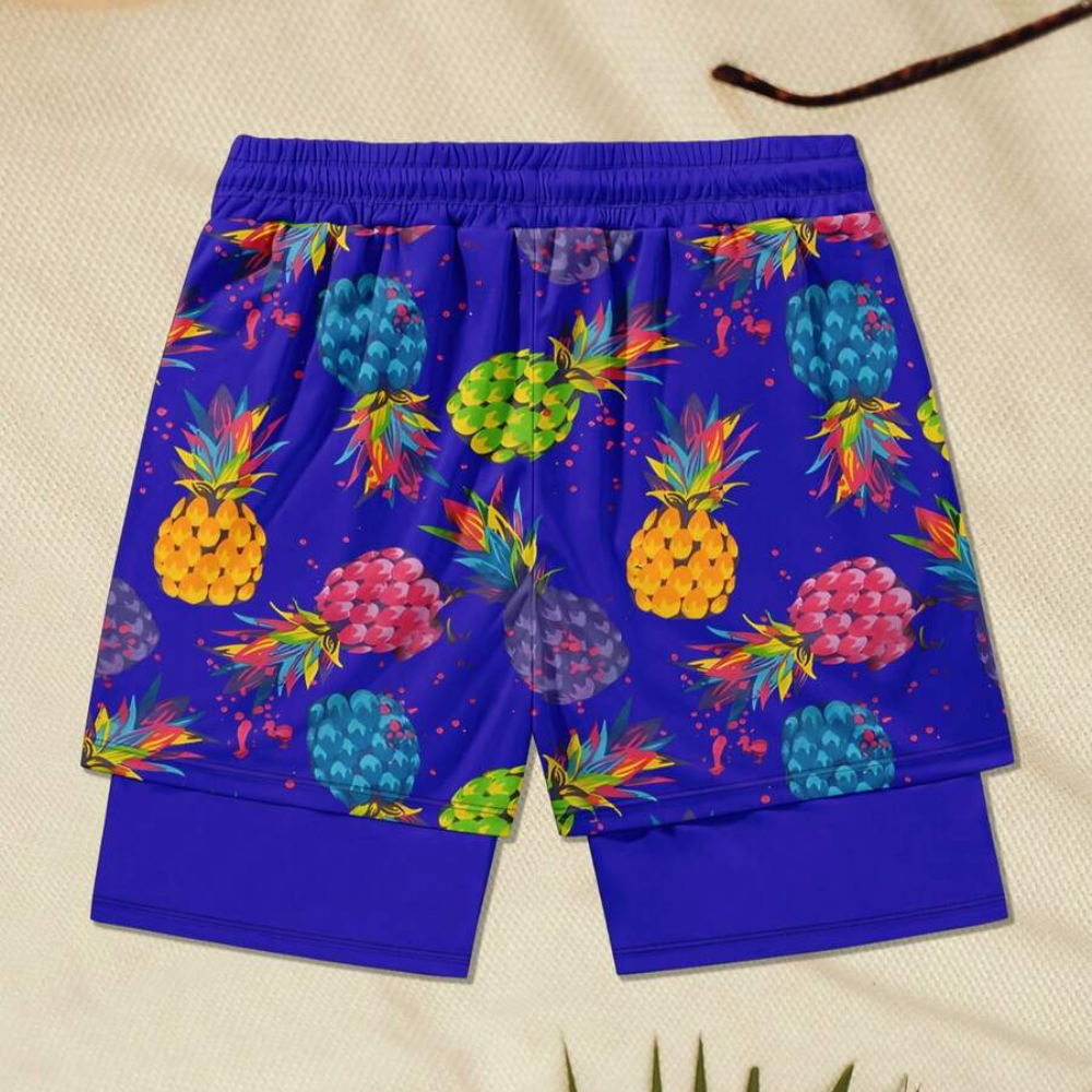 Soft Double Layer Quick Dry Beach Shorts For Men