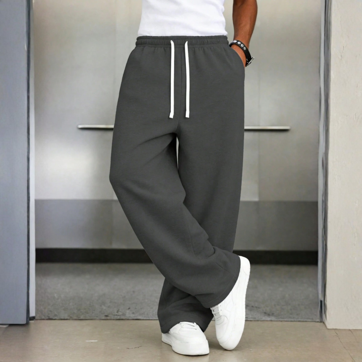 Loose Casual Wide Lounge Pants With Drawstring For Men