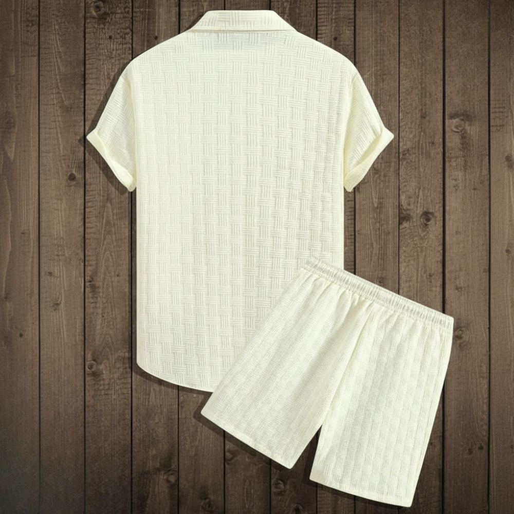 Button Up Shirt And Shorts Set For Men